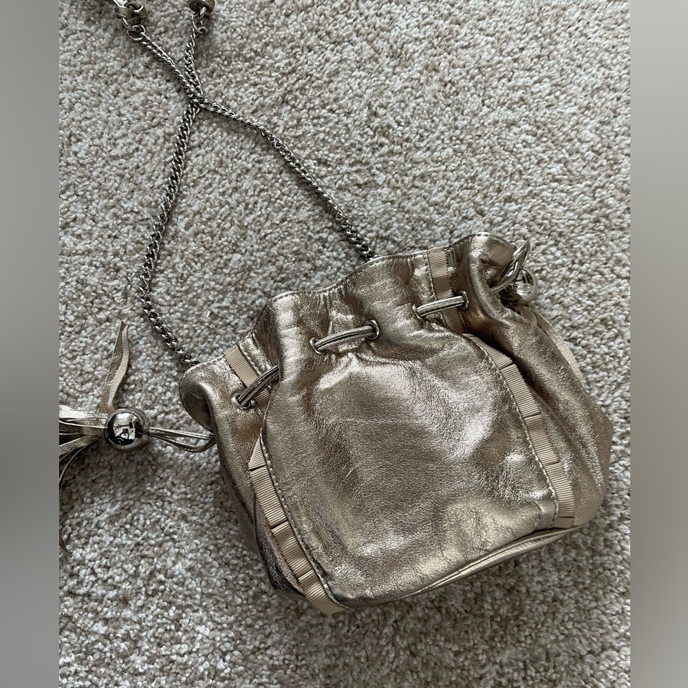 Coach Silver Bucket Purse in Leather